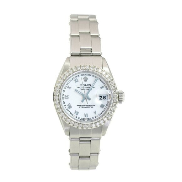 ROLEX DATEJUST WHITE ROMAN DIAL 1.15CT DIAMOND STAINLESS STEEL OYSTER WATCH 6917 - Picture 2 of 6